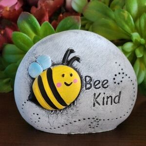 Bee Kind Decorative Garden Stone - Yellow and Black